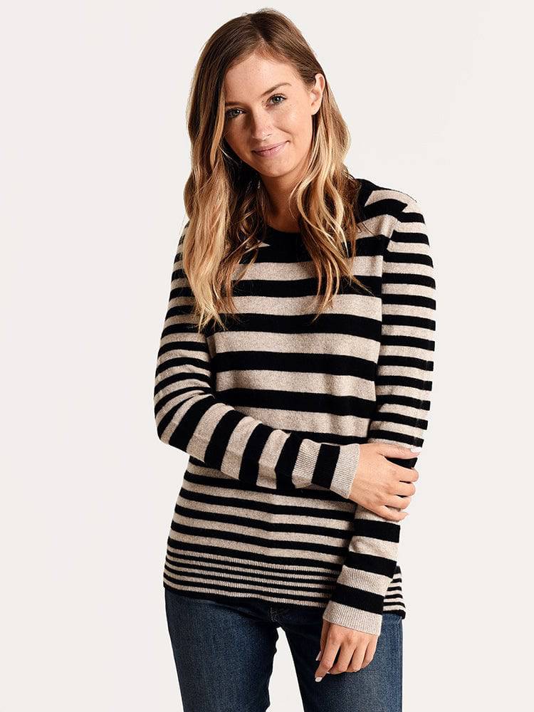 White + Warren Essential Stripe Crewneck - Saint Bernard