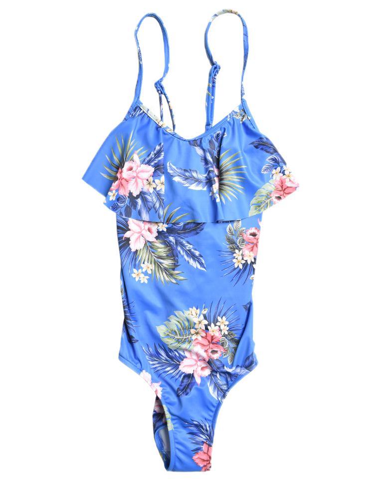 Seafolly Girls' Retro Tropic Ruffle Tank - Saint Bernard