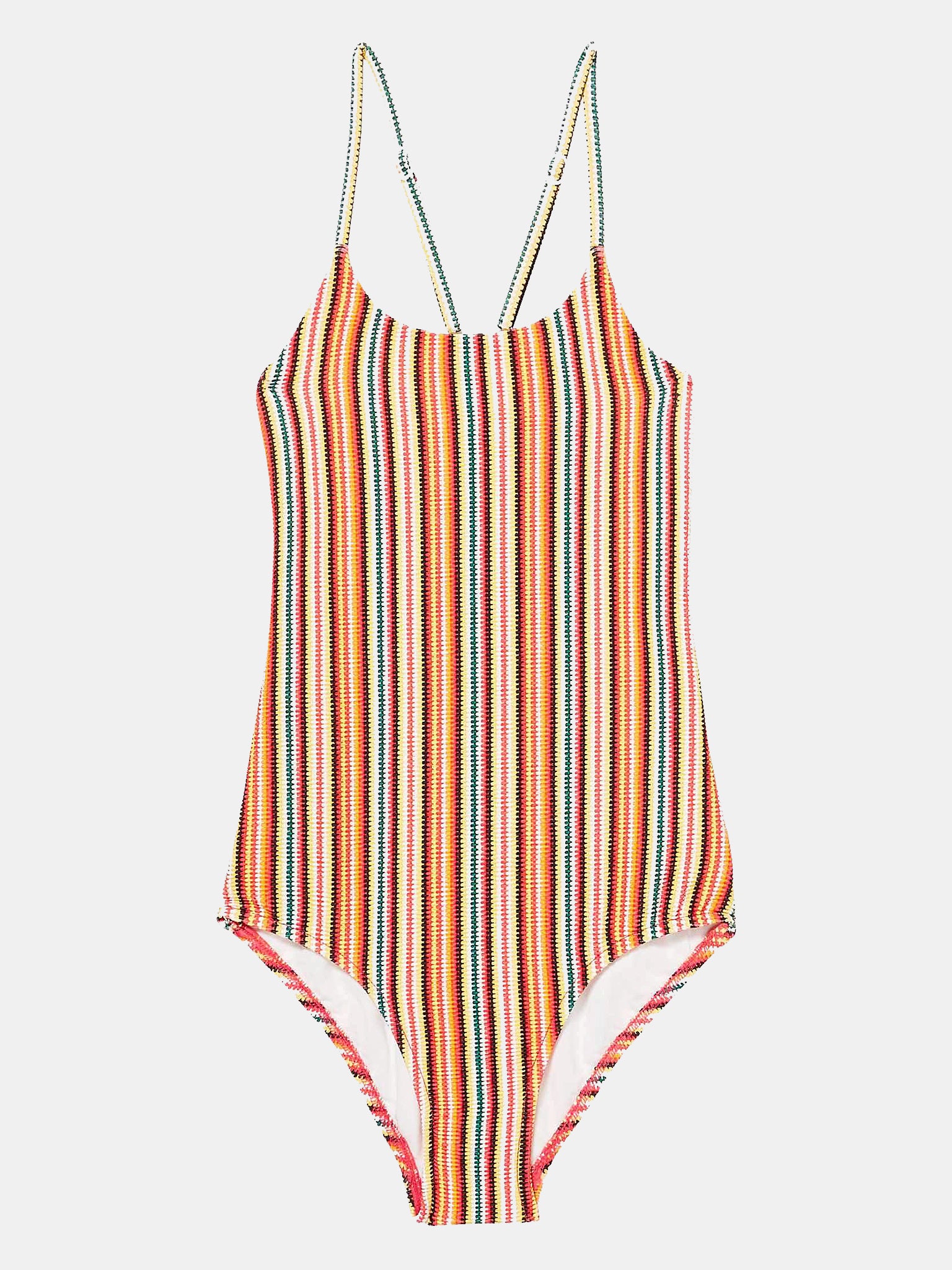 Seafolly Girls' 80s Geo Stripe Tank One Piece Swimsuit - Saint Bernard