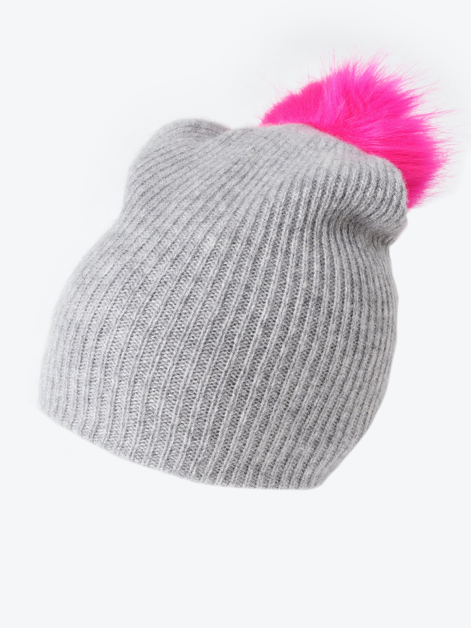 White + Warren Cashmere Plush Rib Beanie With Pom Pom - Saint Bernard