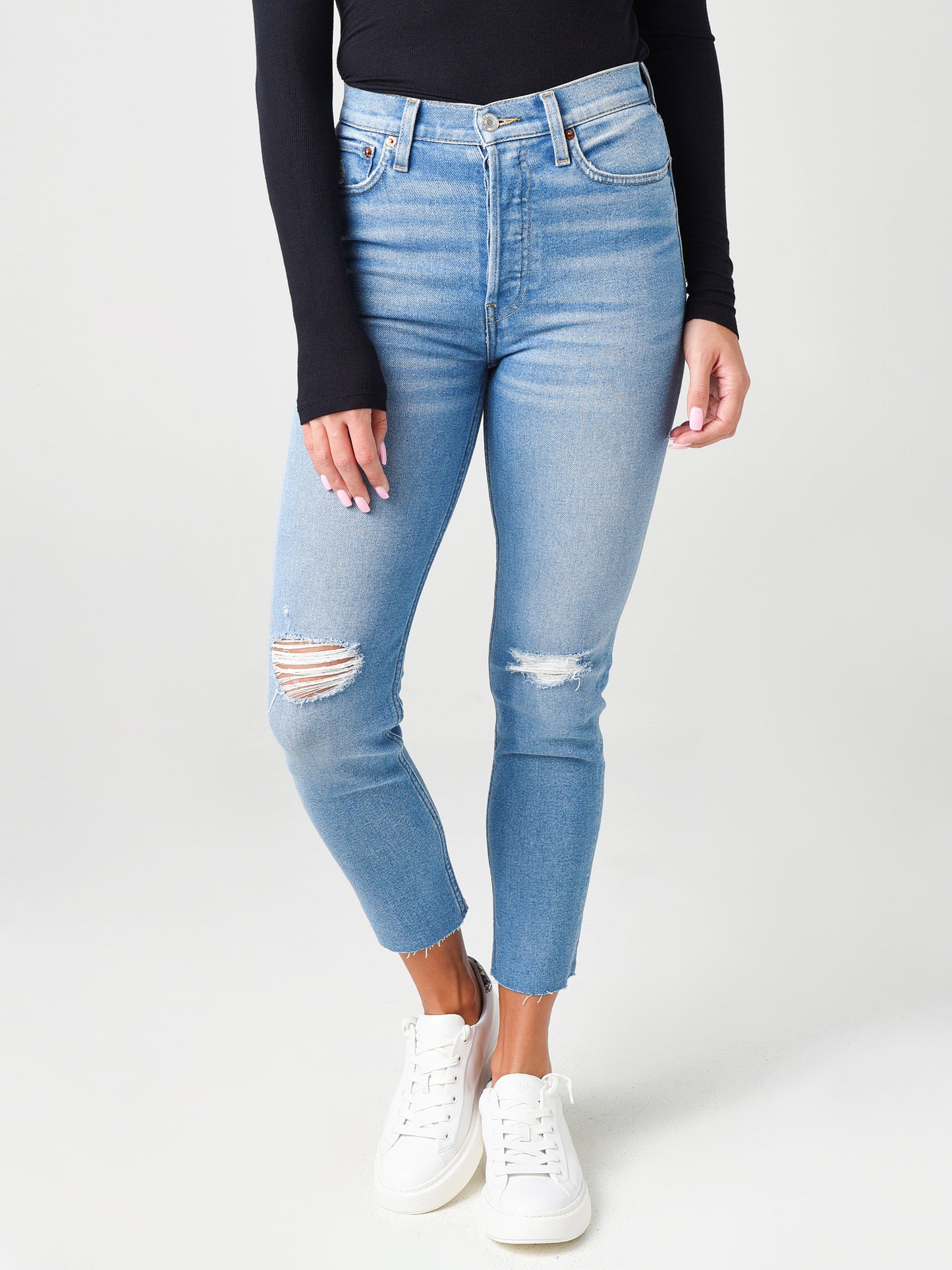 Re\Done Women's 90's High-Rise Ankle Crop Jean - Saint Bernard