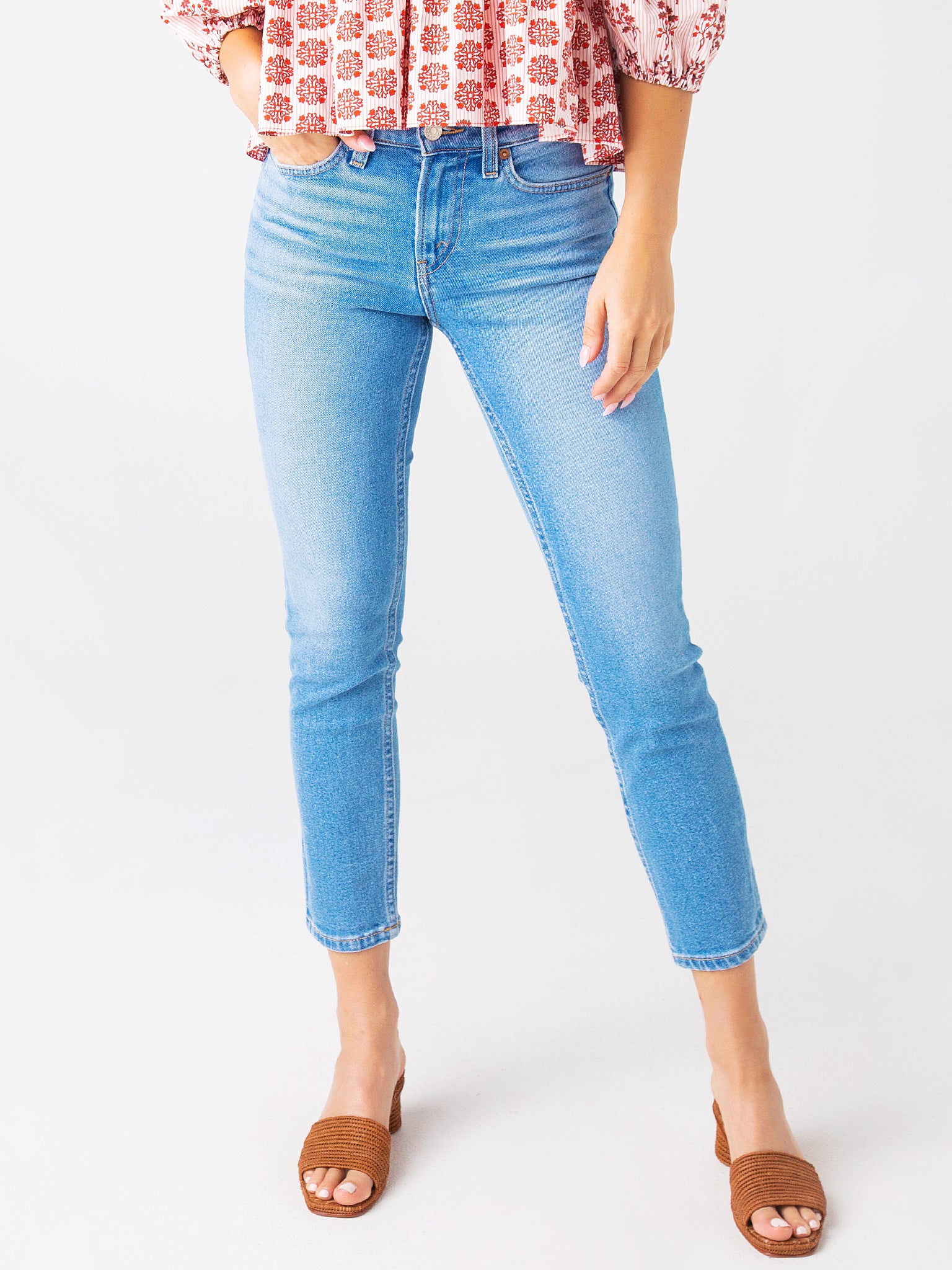 Re/Done Women's Comfort Stretch Mid-Rise Ankle Crop Skinny Jean - Saint Bernard