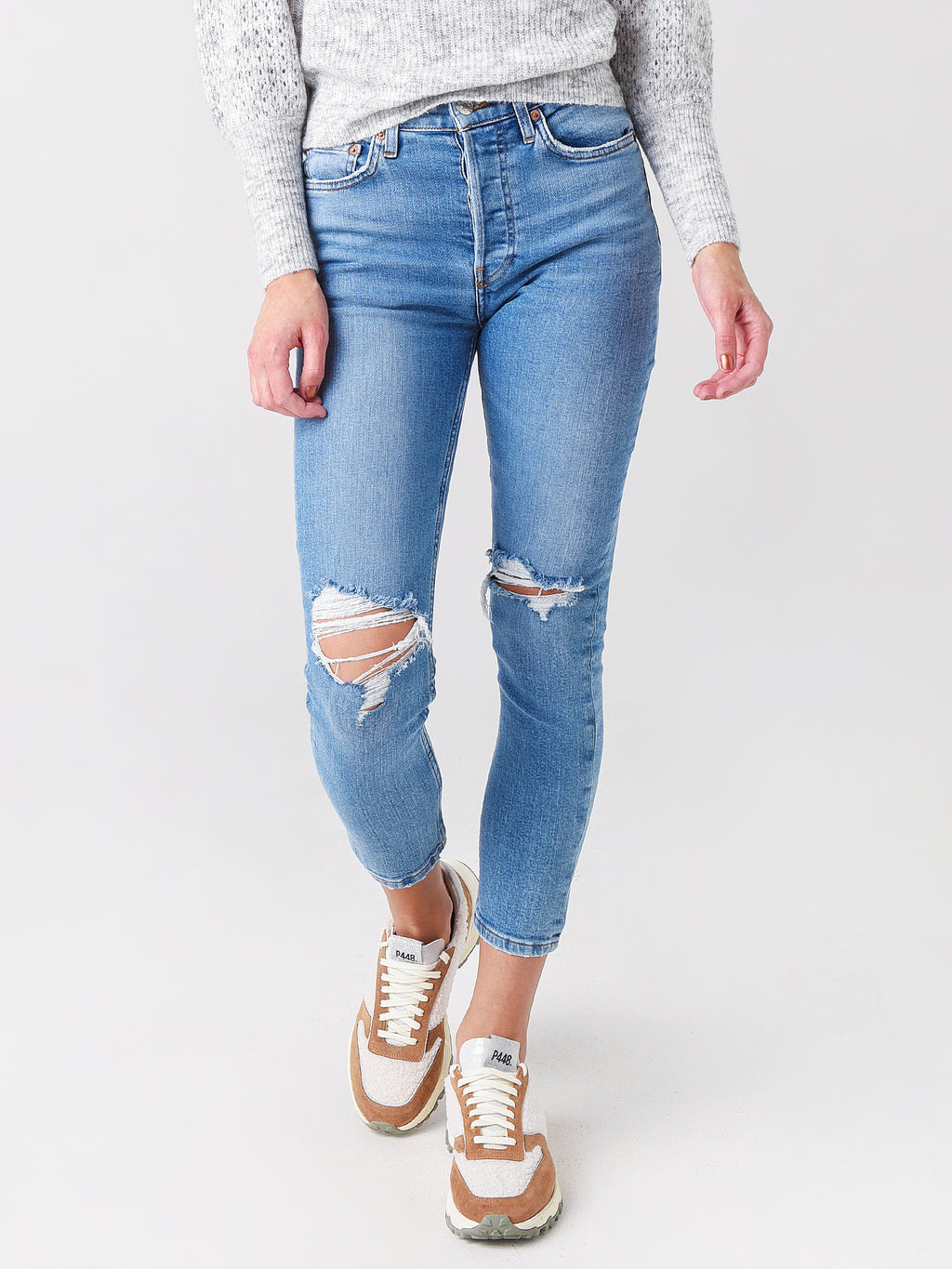 Re/Done Women's 90's High Rise Ankle Crop Jean - Saint Bernard