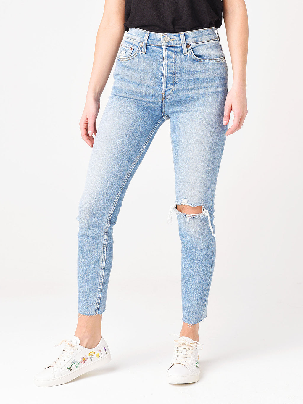 Re/Done Women's 90's High Rise Ankle Crop Jean - Saint Bernard