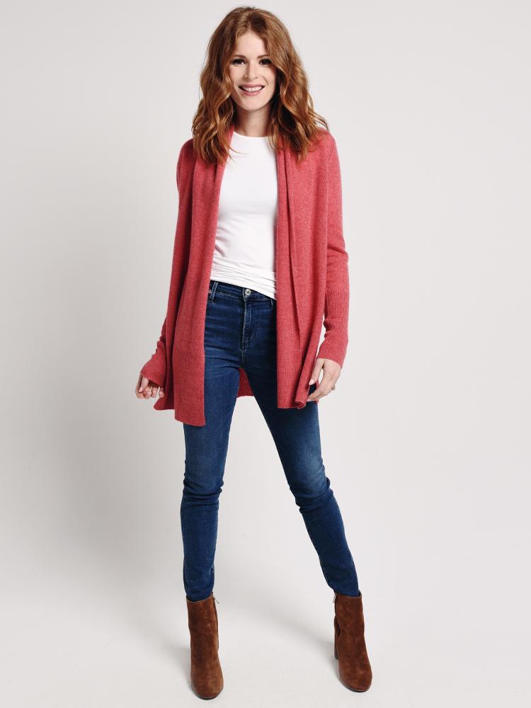 White + Warren High Rib Cardigan - Saint Bernard