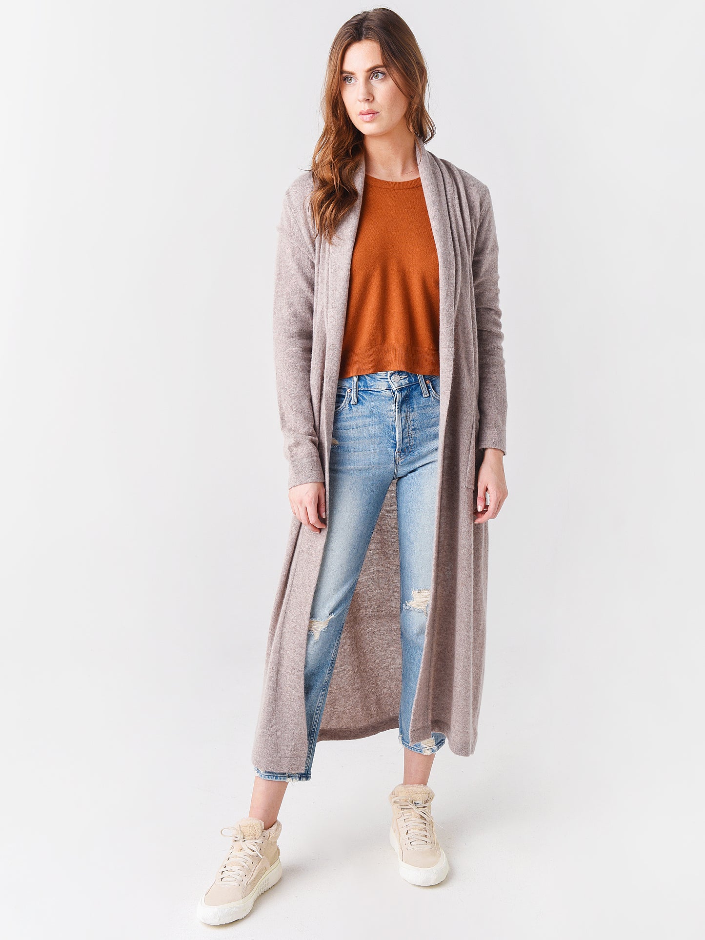 White + Warren Women's Long Cashmere Robe - Saint Bernard