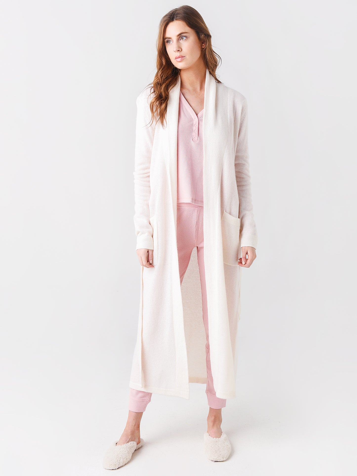 White + Warren Women's Long Cashmere Robe - Saint Bernard