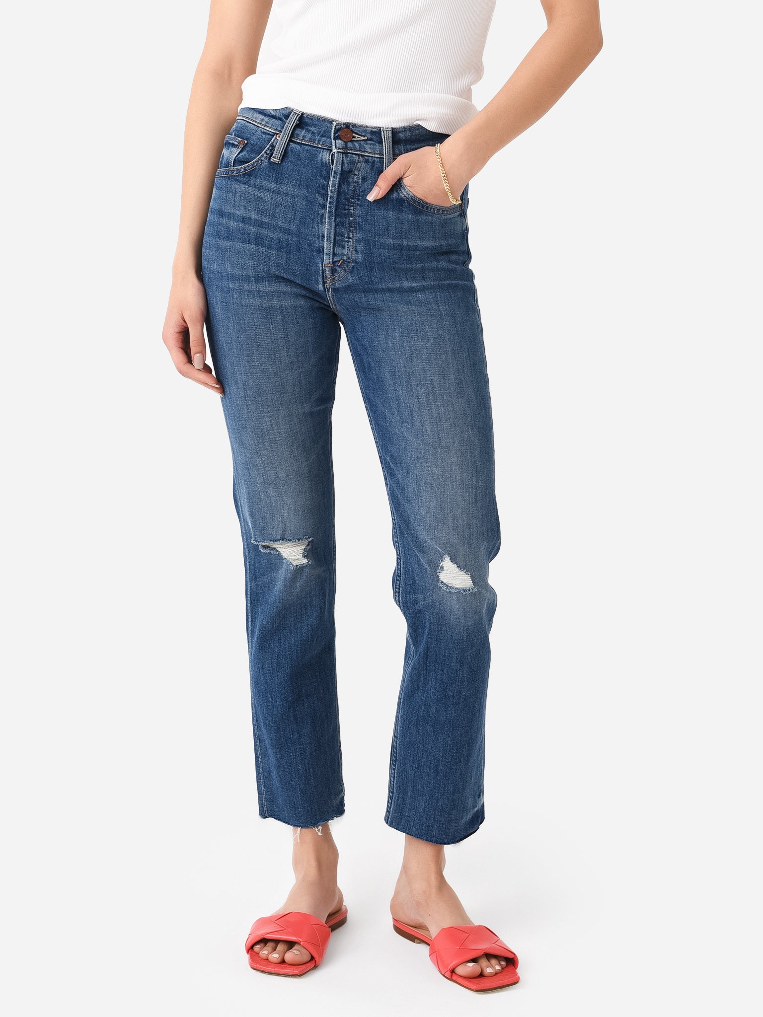 Mother Women's The Tomcat Ankle Fray Jean - Saint Bernard