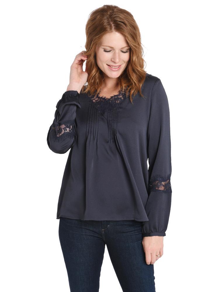 Current Air Long Sleeve Top with Lace Detail - Saint Bernard