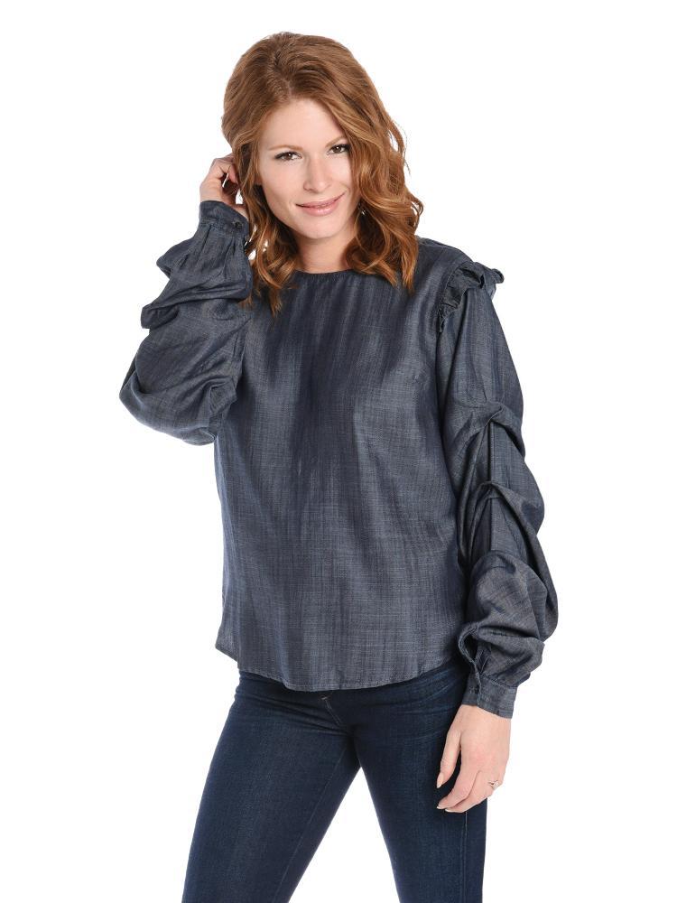 Current Air Long Sleeve Ruffle Shoulder Top