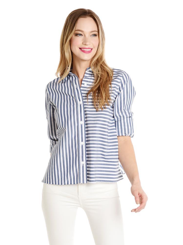 Current Elliott The Des Stripe Tie Shirt - Saint Bernard
