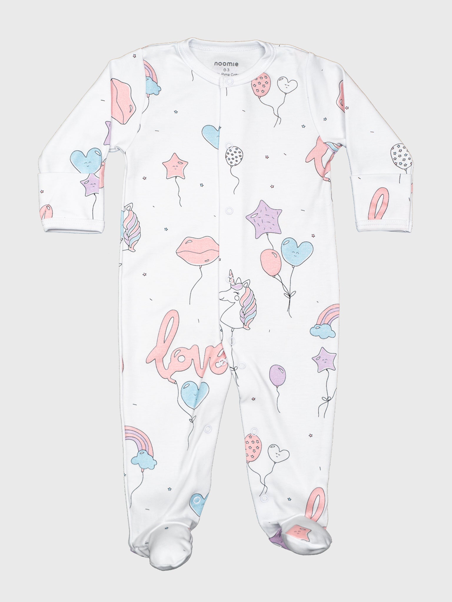 Baby Noomie Baby Girls' Balloons Snap footie - Saint Bernard