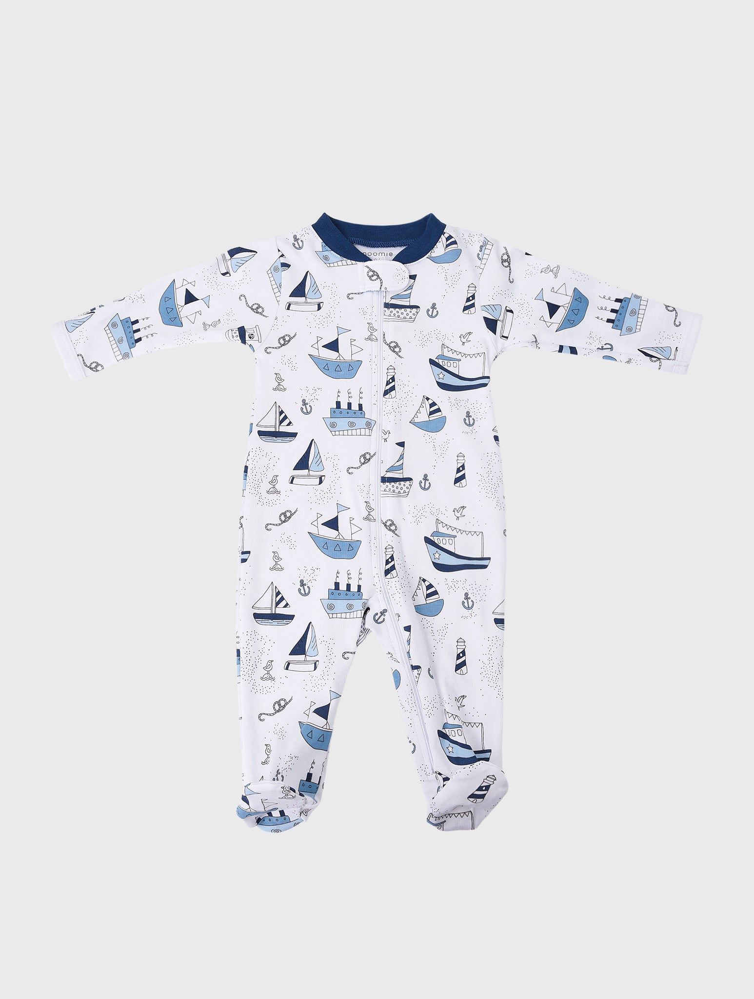 Baby Noomie Little Boys' Boats Snap Footie - Saint Bernard