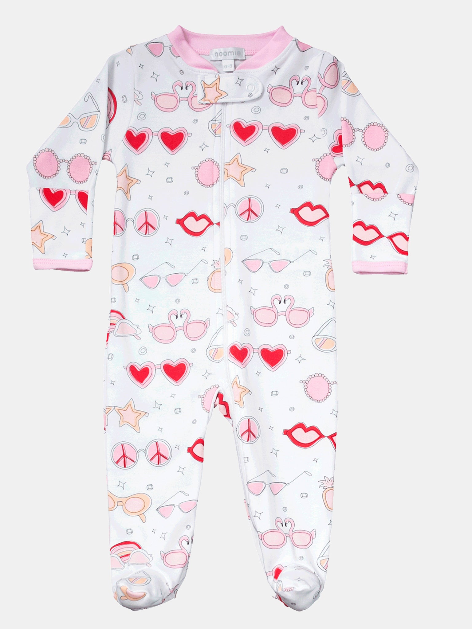 Baby Noomie Pink Shades Zipper Footie Pajamas - Saint Bernard