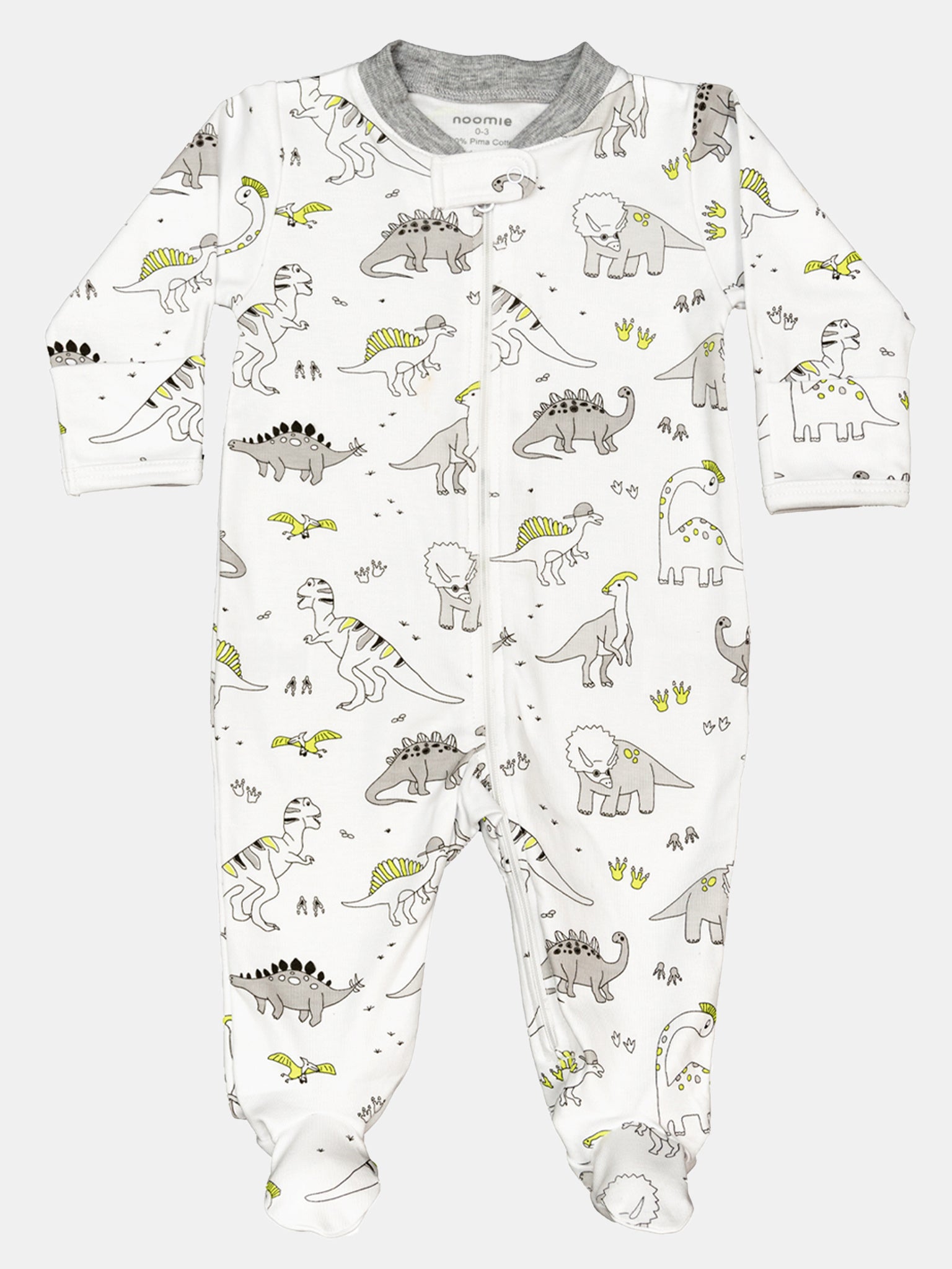 Baby Noomie Little Boys’ Dinos Zipper Footie - Saint Bernard