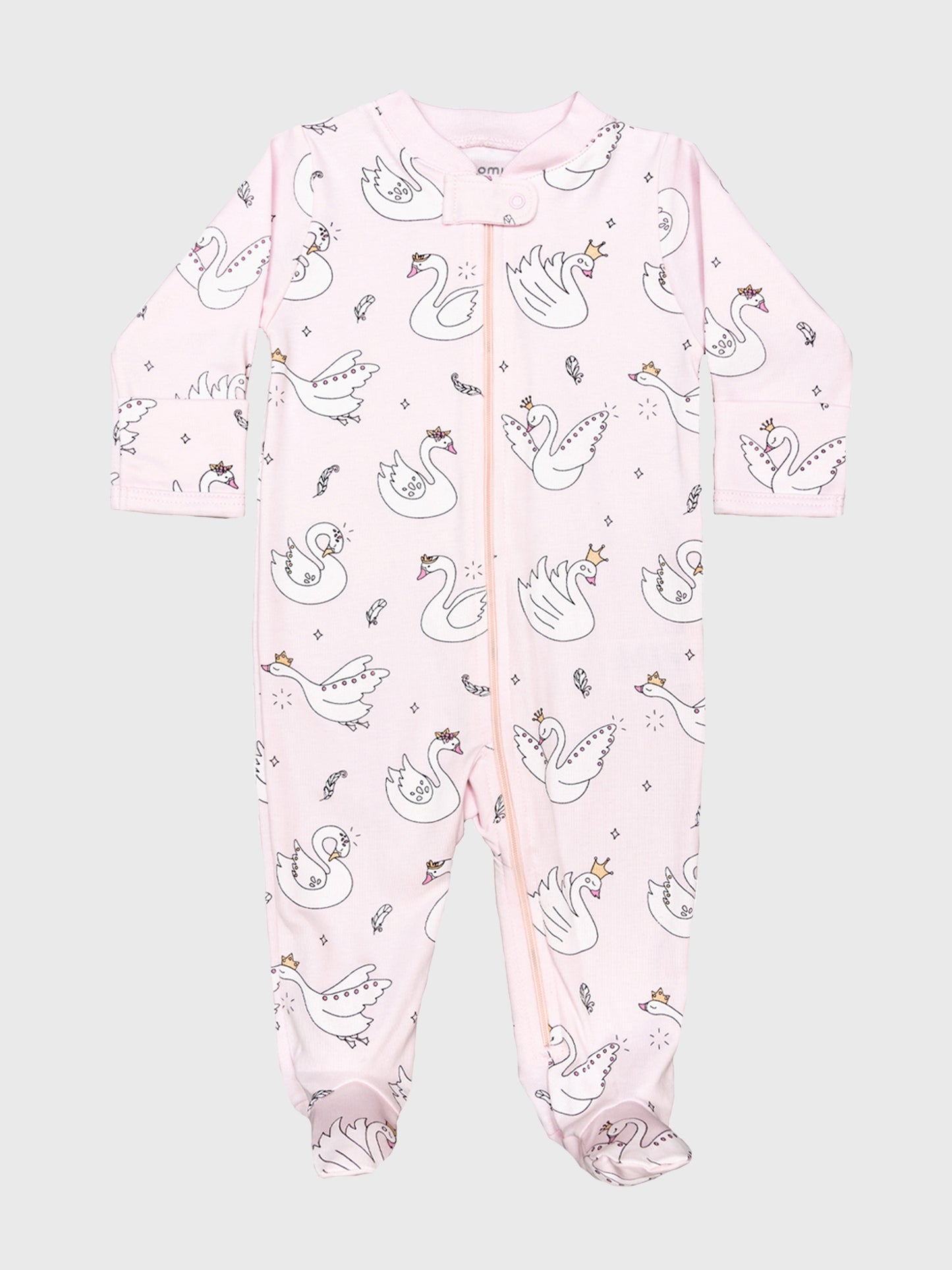 Baby Noomie Little Girls' Swan Snap Footie - Saint Bernard