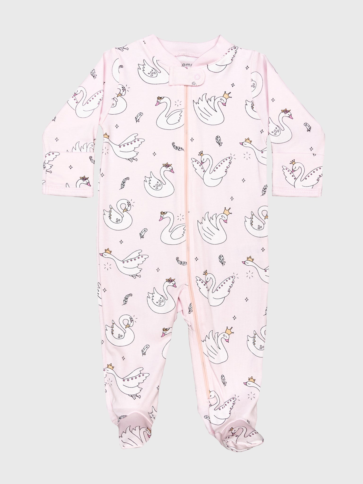 Baby Noomie Little Girls' Swan Snap Footie - Saint Bernard