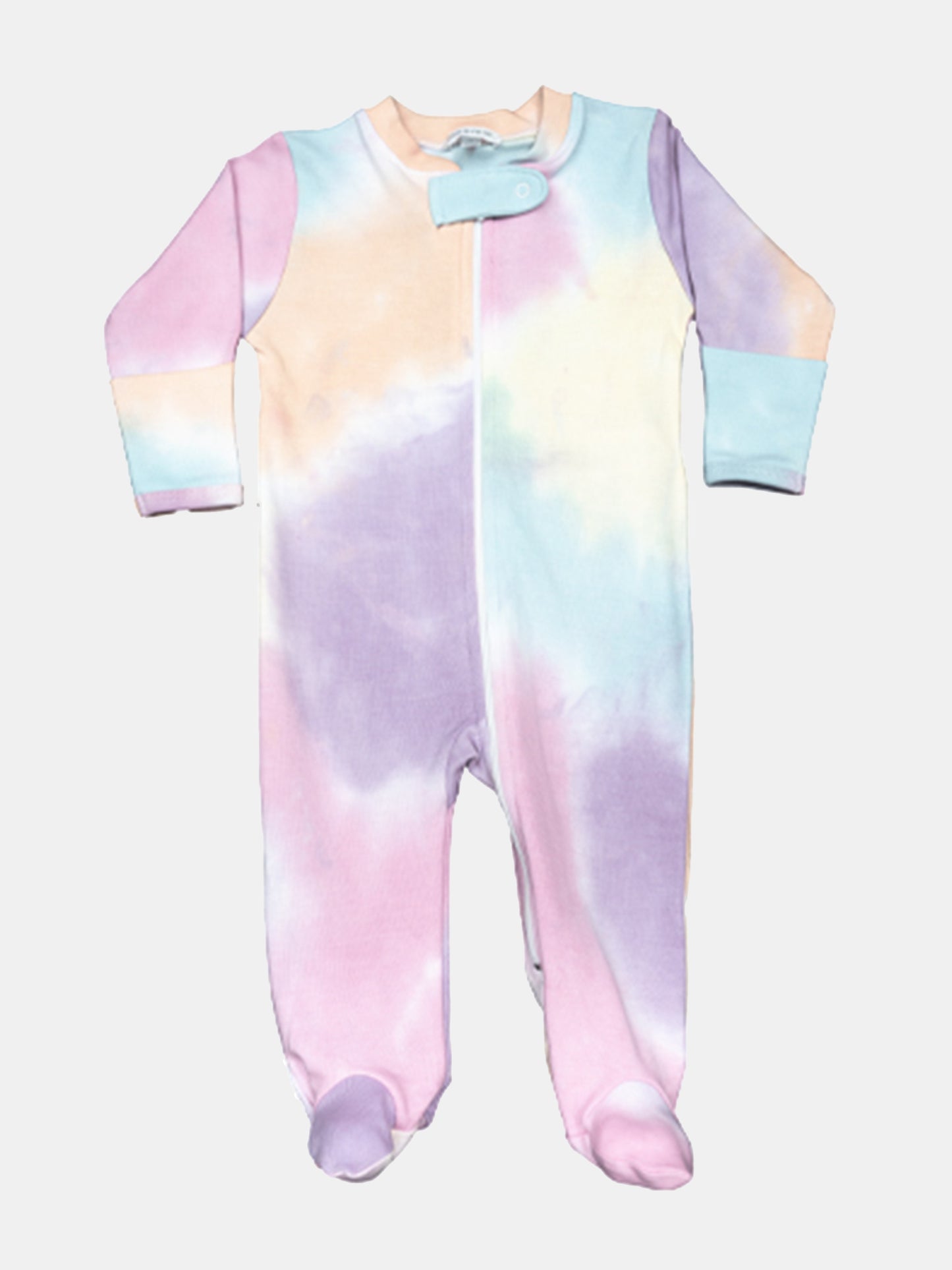 Baby Noomie Little Girls’ Rainbow Tie Dye Zipper Footie - Saint Bernard