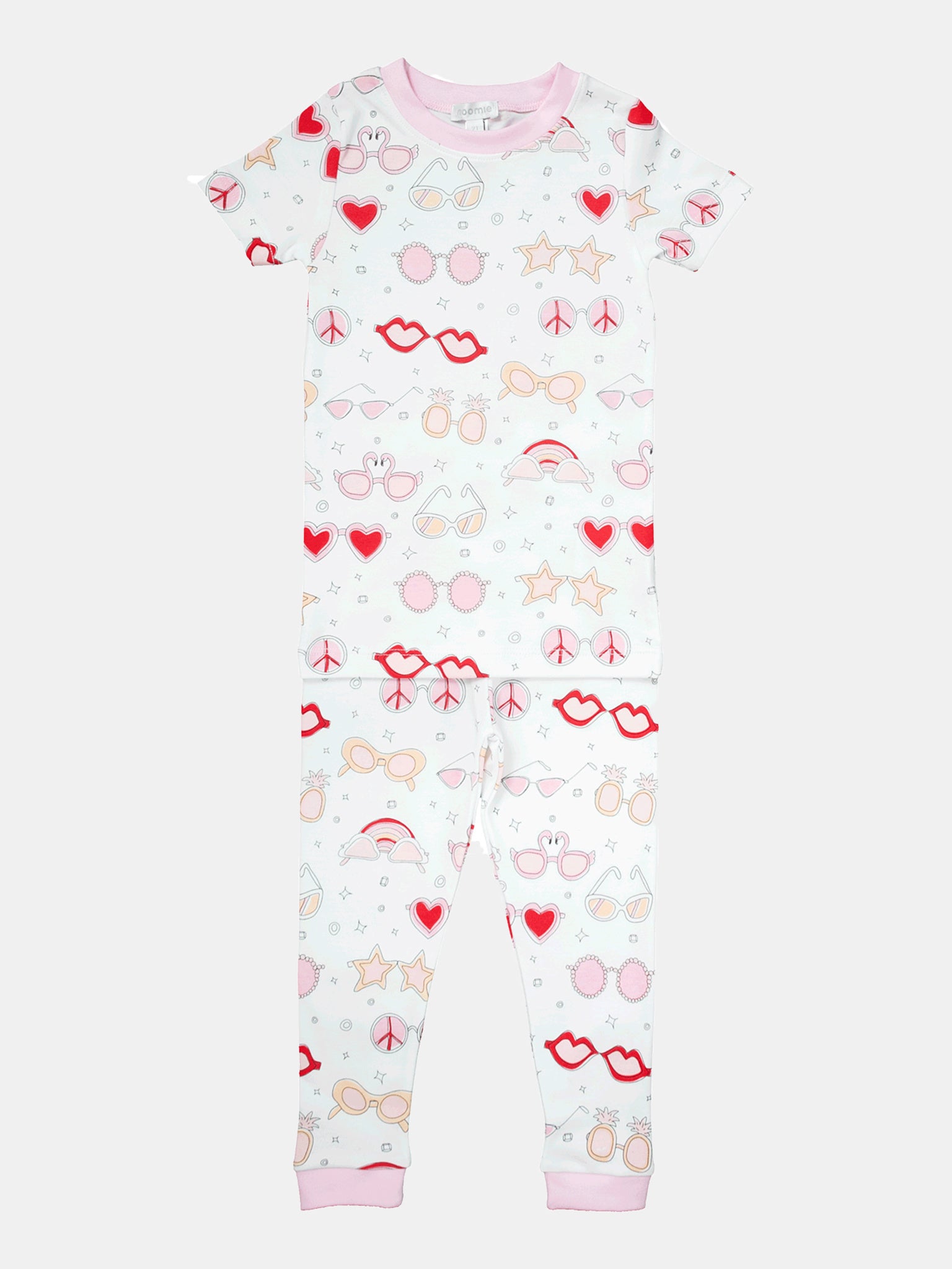 Baby Noomie Pink Shades Two Piece PJ Set with Short Sleeve Top and Pants - Saint Bernard