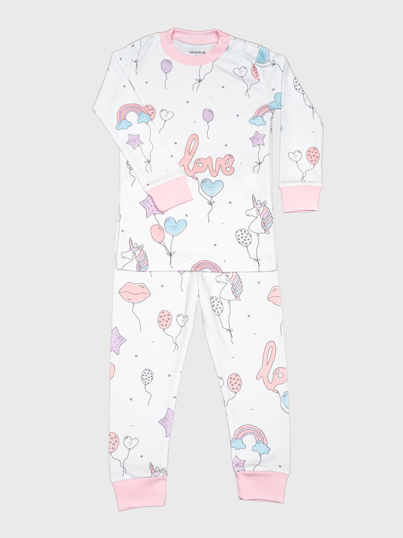 Baby Noomie Little Girls' Balloons Two-Piece Pajama - Saint Bernard