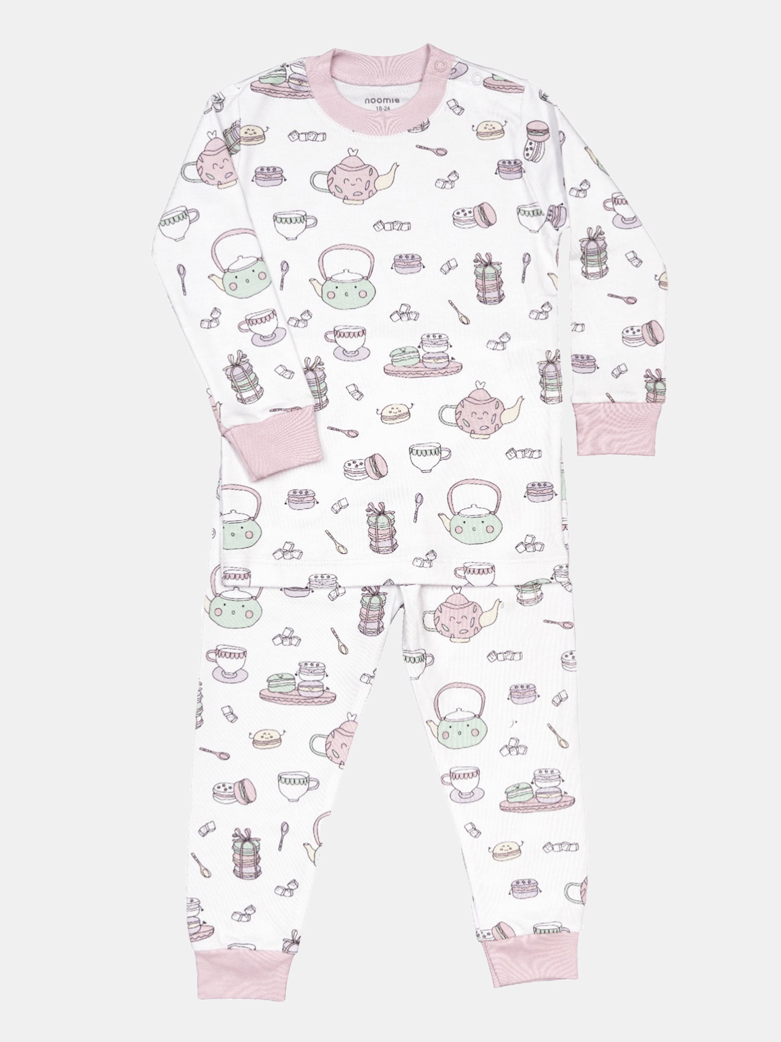 Baby Noomie Girls’ Macarons Two-Piece Pajama Set - Saint Bernard