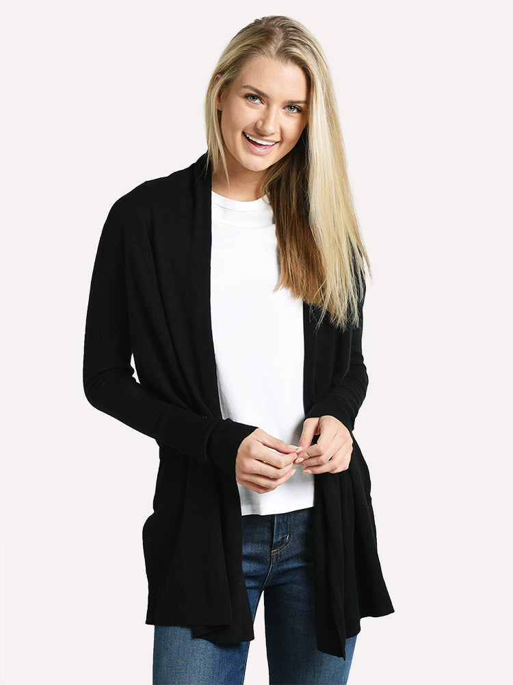 White + Warren High Rib Open Cardigan - Saint Bernard