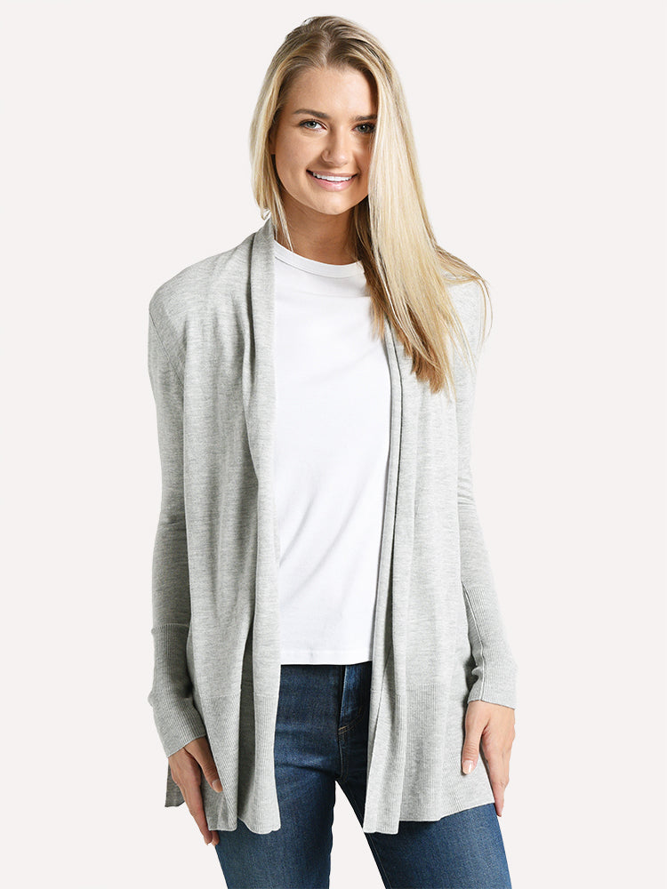 White + Warren High Rib Open Cardigan - Saint Bernard