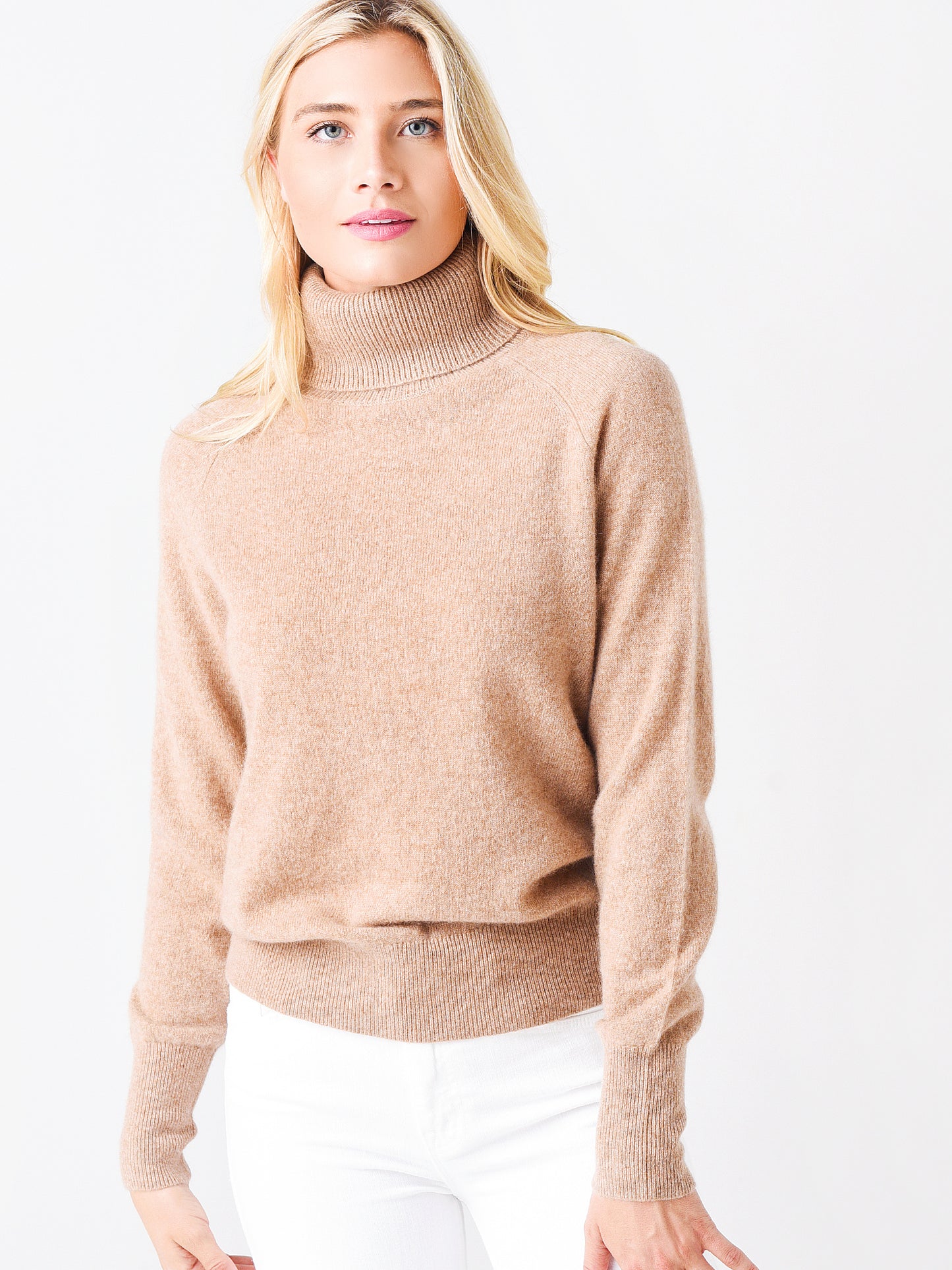 White + Warren Women's Ribbed Trim Turtleneck Sweater - Saint Bernard