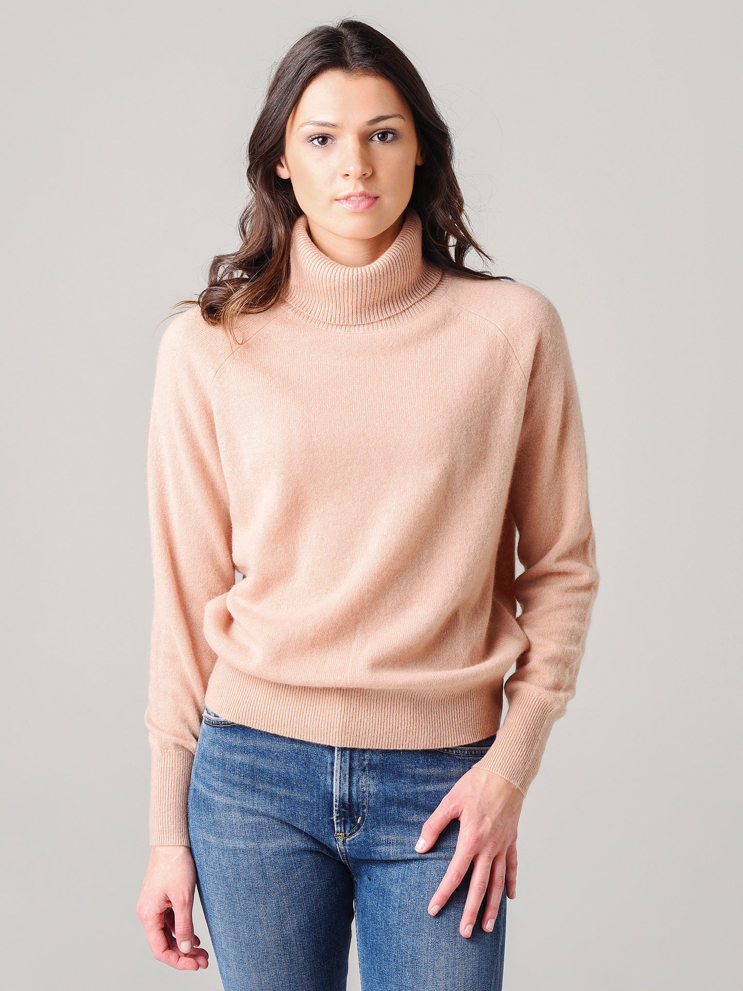 White + Warren Women's Ribbed Trim Turtleneck Sweater - Saint Bernard