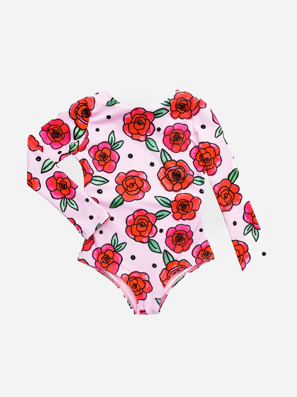 Pepita&Me Girls' Rosas Long-Sleeve One-Piece Swimsuit - Saint Bernard