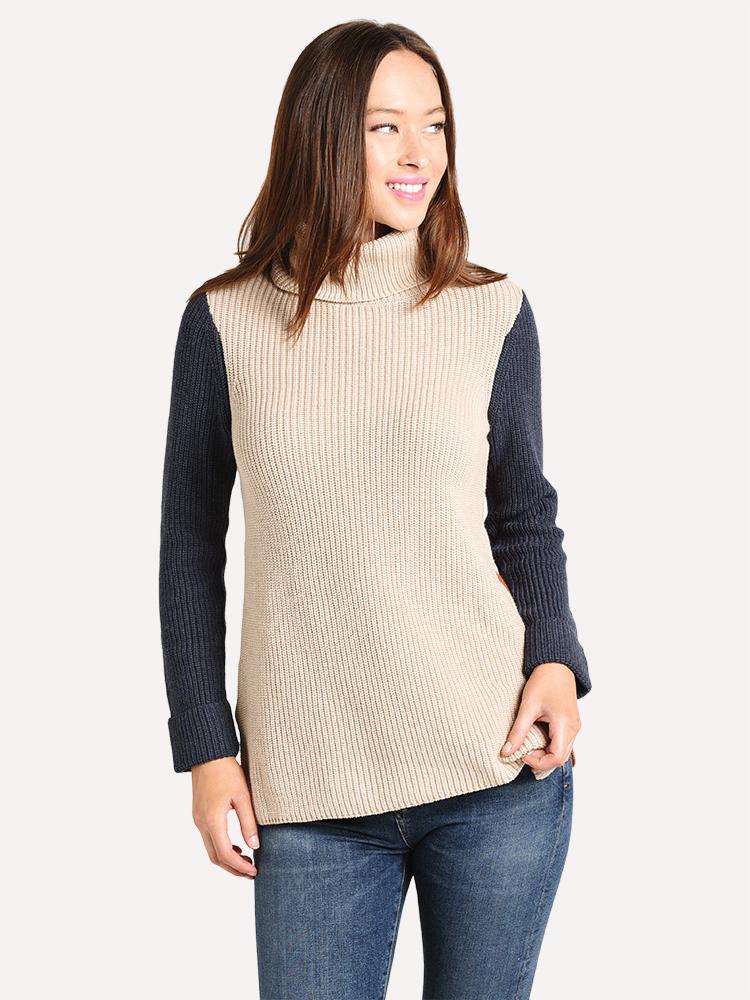 Project J Women's Color Block Shaker Sweater - Saint Bernard