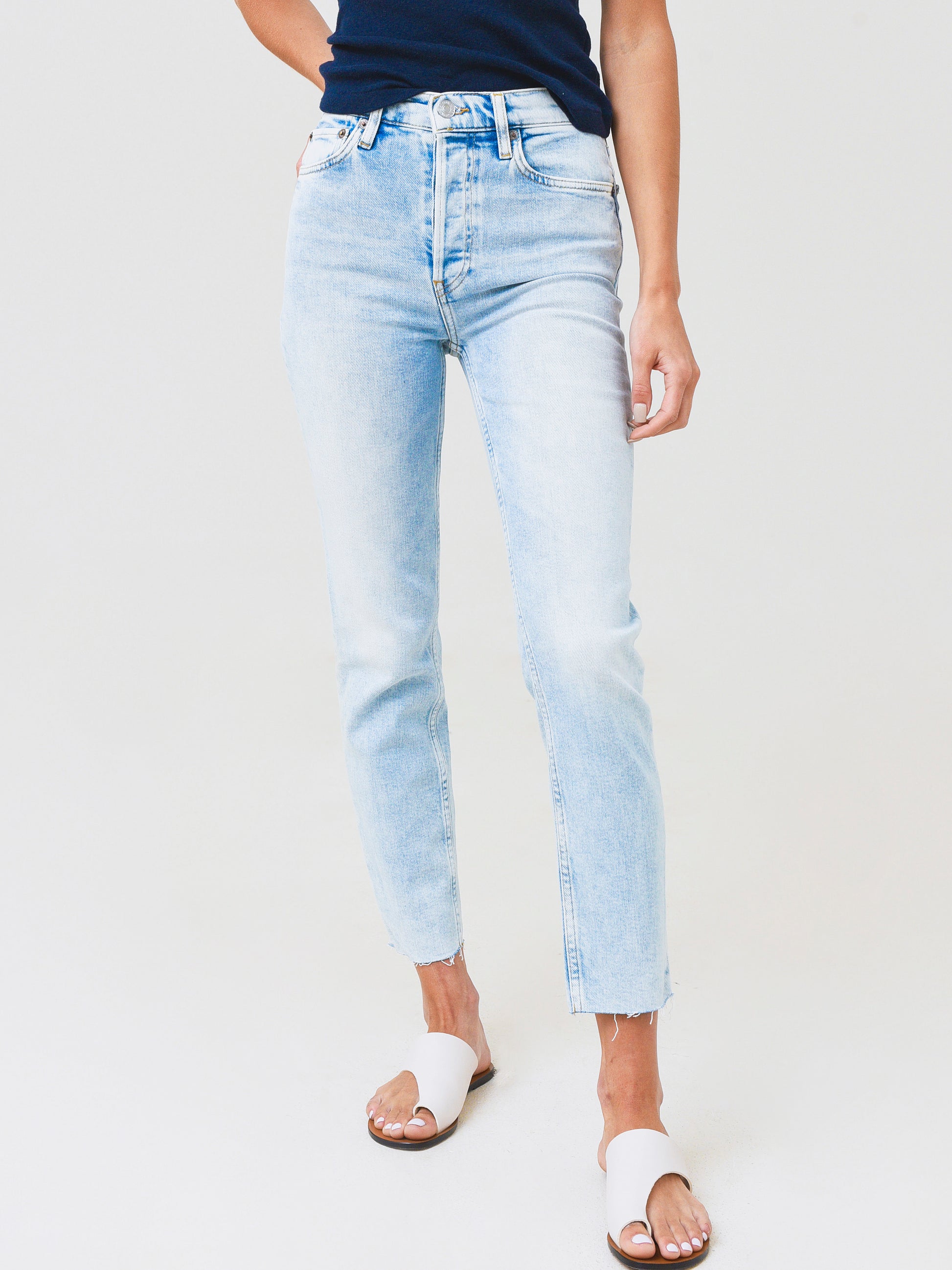 Re/Done Women's 90s High Rise Ankle Crop Jean - Saint Bernard