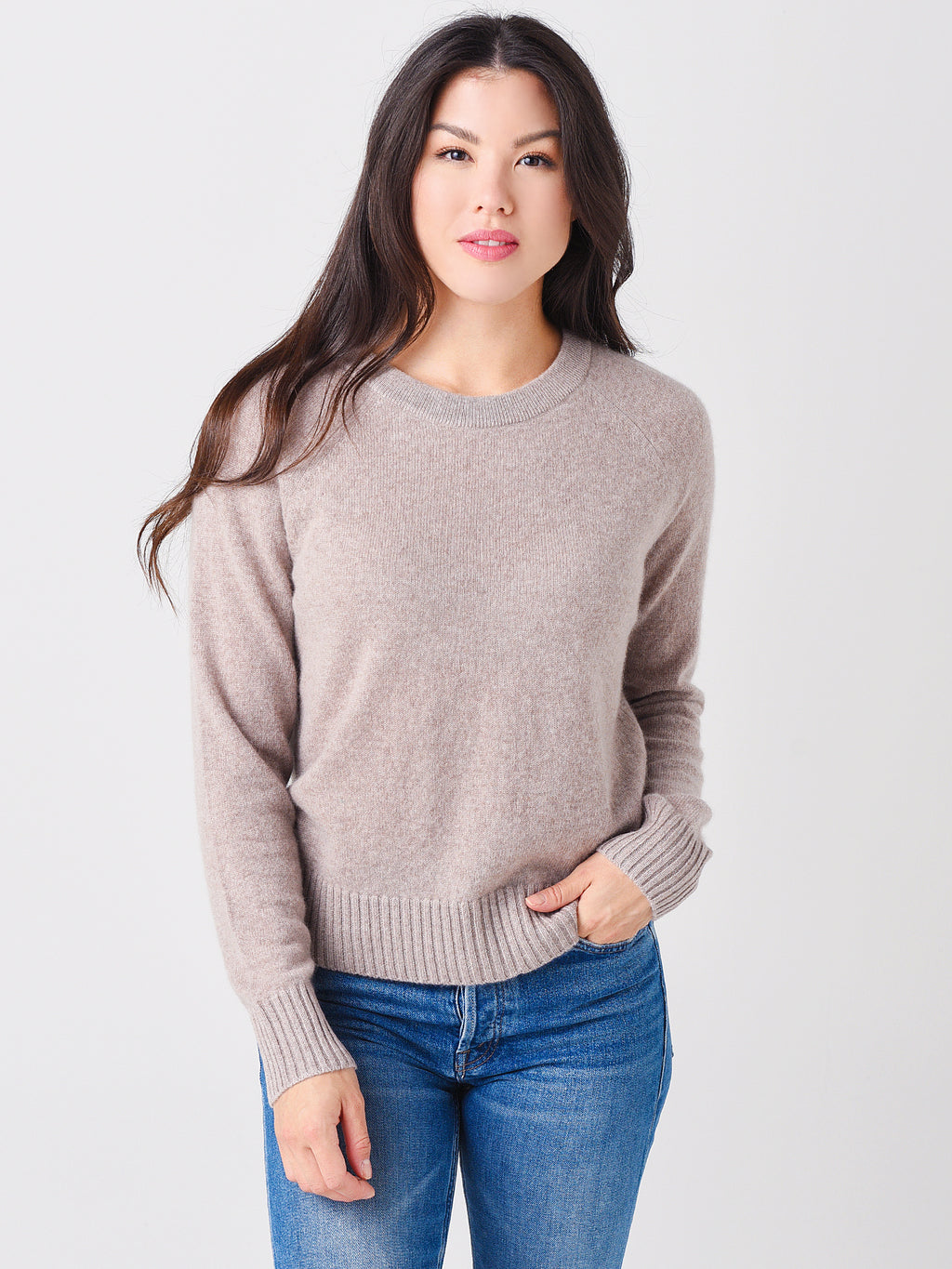 White + Warren Women's Cashmere Long Sleeve Sweatshirt - Saint Bernard