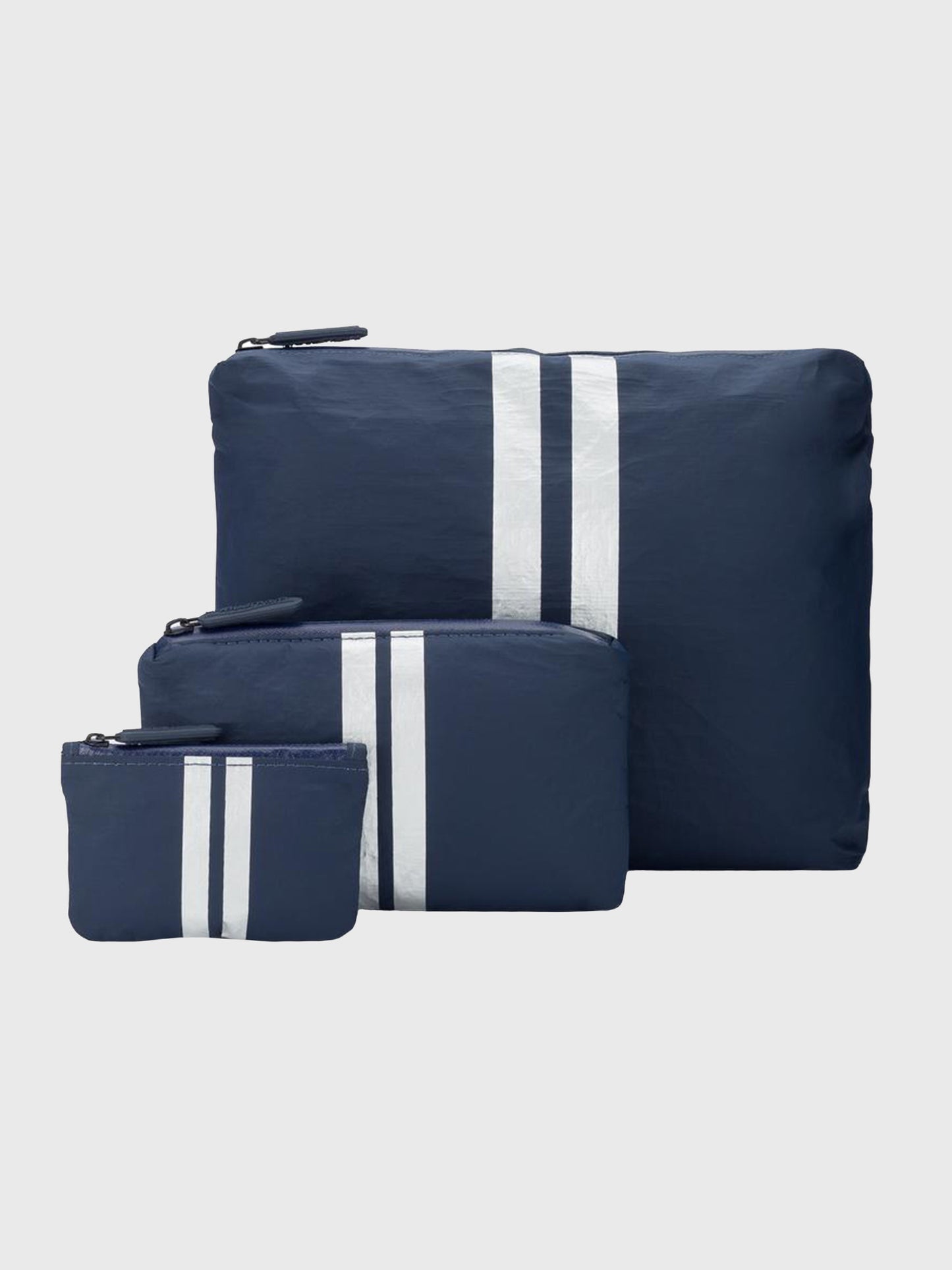HiLoveTravel Navy with Metallic Silver Lines Set of Three Packs