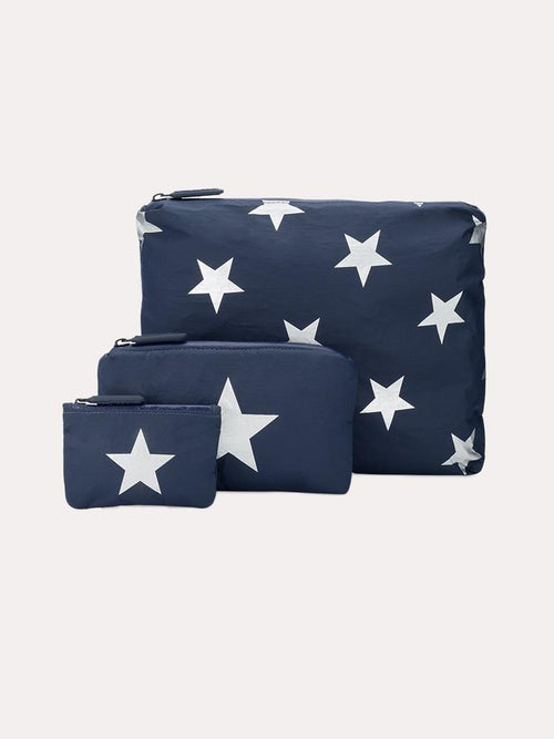 Hilovetravel Set Of Three Packs Navy Metallic Silver Stars - Saint Bernard