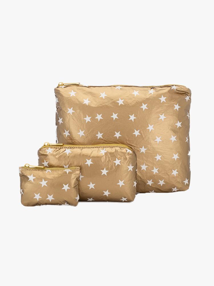 Hi Love Travel Metallic Gold with Myriad of White Stars Bags - Saint Bernard