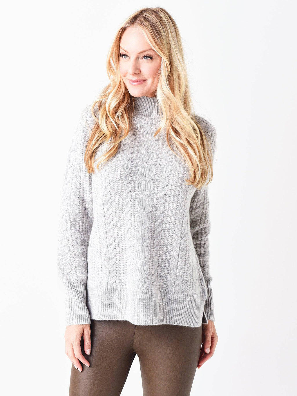 White + Warren Women's Recycled Cashmere Cable Sweater - Saint Bernard