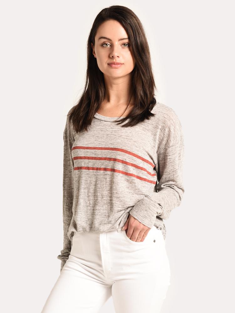 Stateside Linen Jersey Stripe Long Sleeve Tee - Saint Bernard