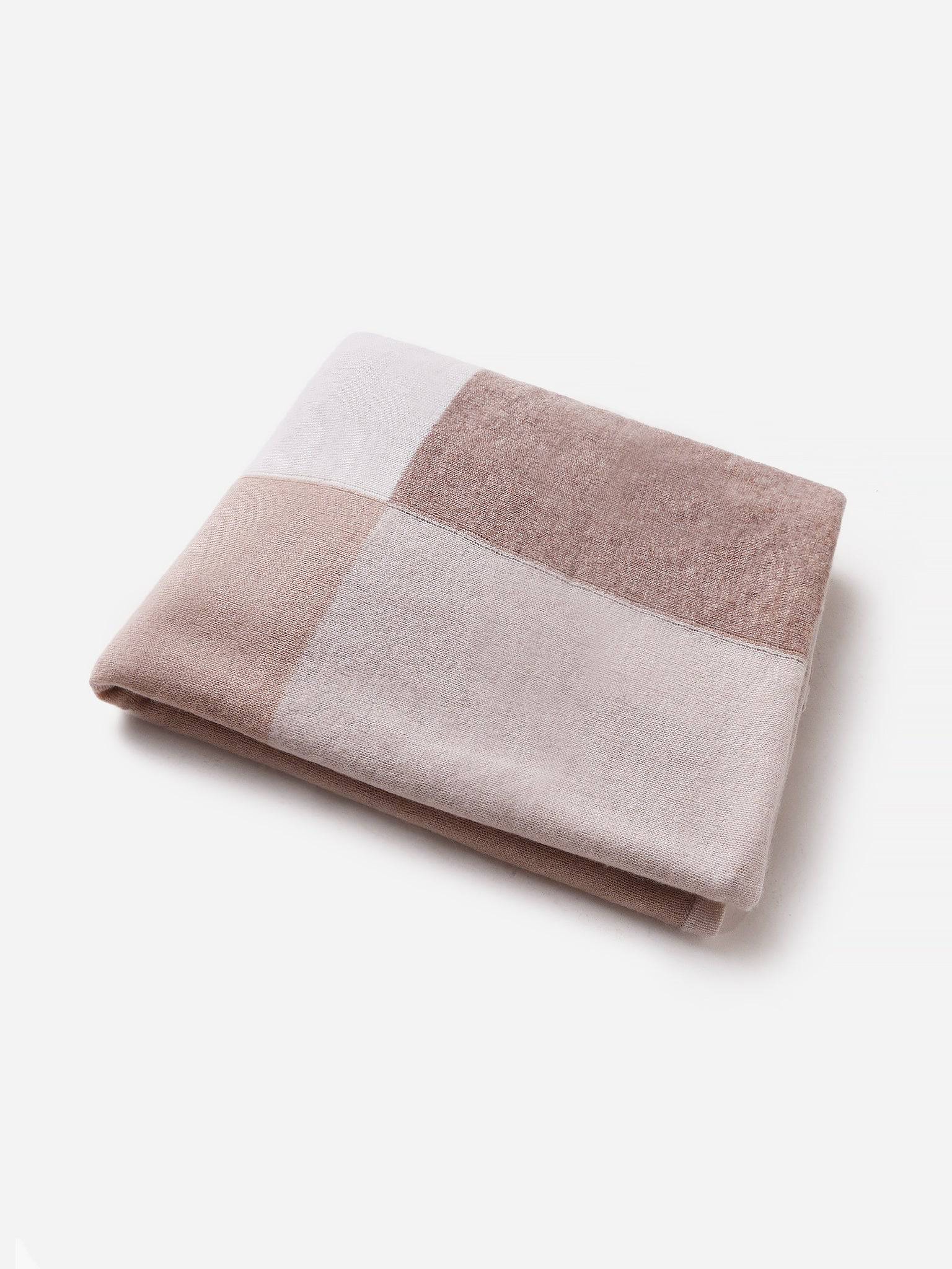 White + Warren Women's Cashmere Color Block Blanket - Saint Bernard