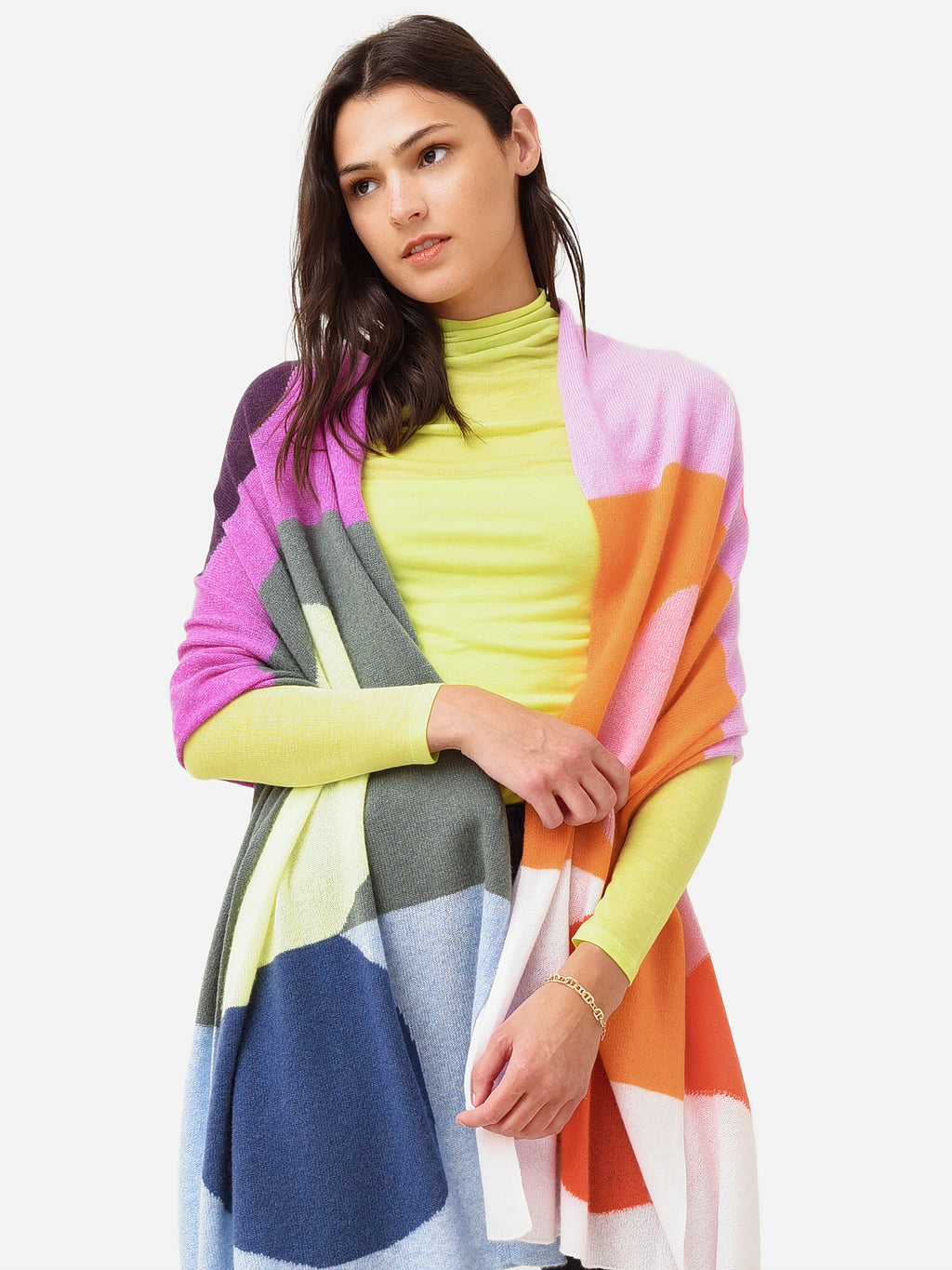 White + Warren Women's Cashmere Colorblock Heart Scarf - Saint Bernard