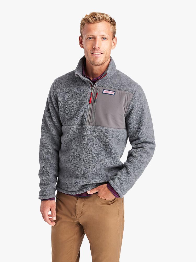 Vineyard Vines Stillwater Chest Pocket Sherpa 1/2-Zip Pullover - Saint Bernard