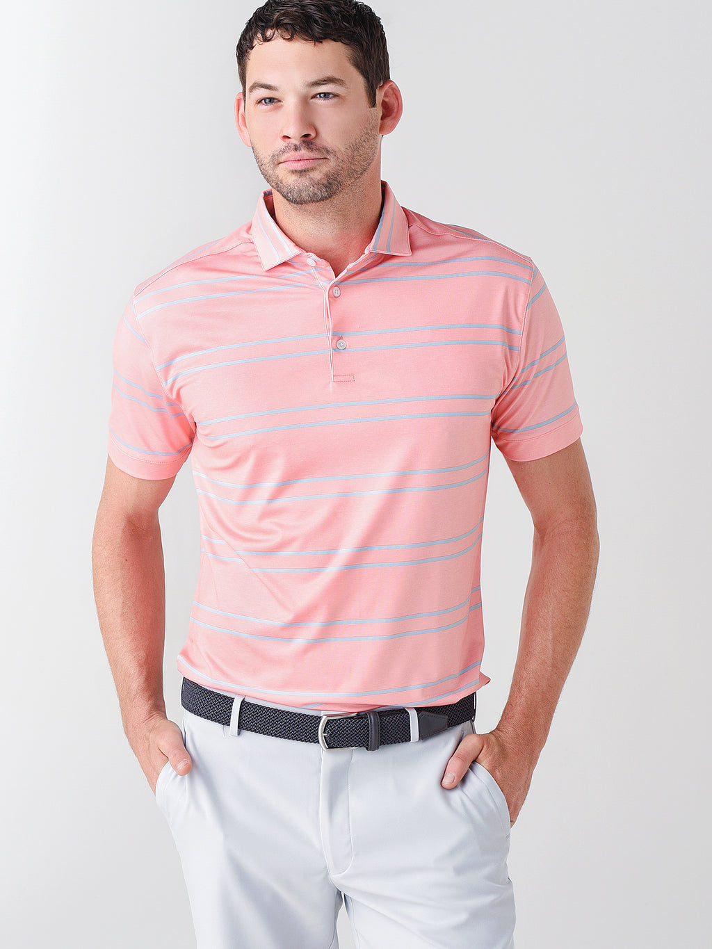 Mizzen+Main Men's Wilson Stripe Performance Polo - Saint Bernard