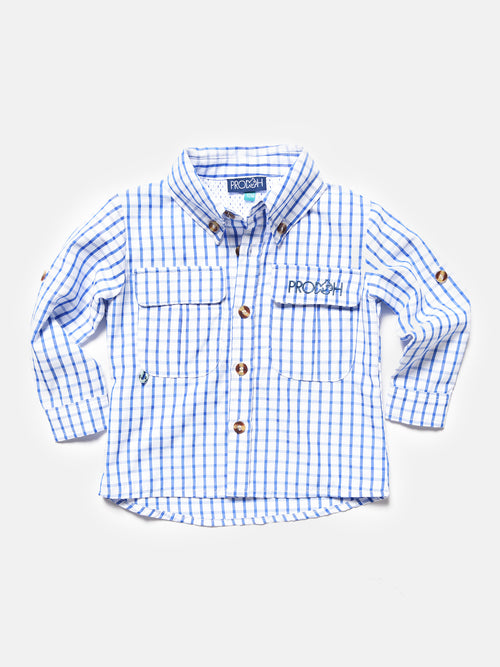 Prodoh Little Boys' Windowpane Fishing Shirt