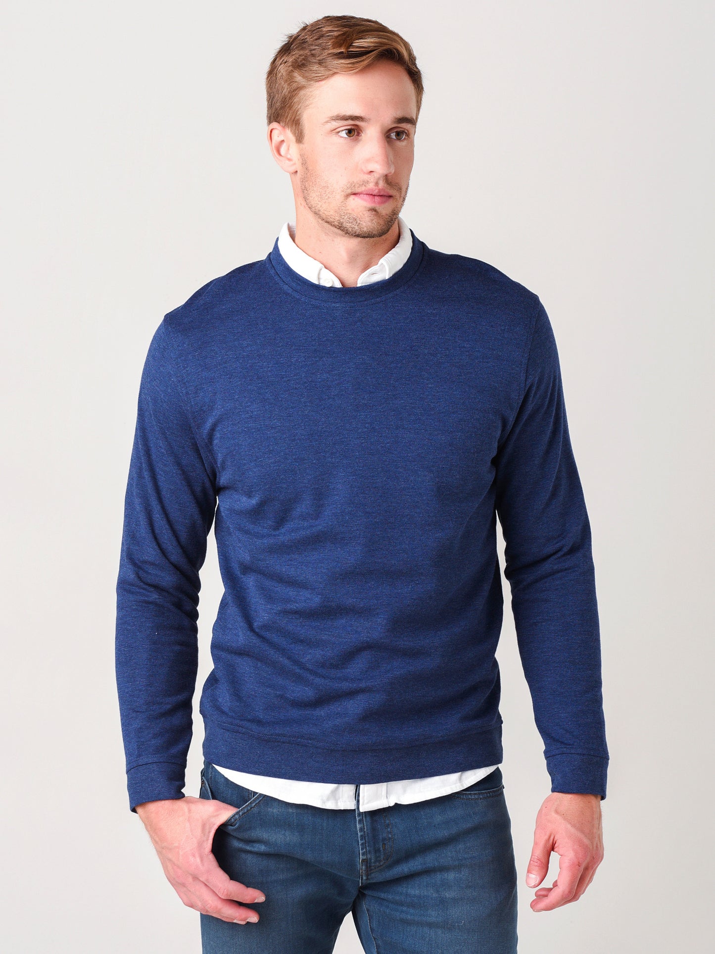 Mizzen+Main Men's Navy Heather Fairway Crewneck - Saint Bernard