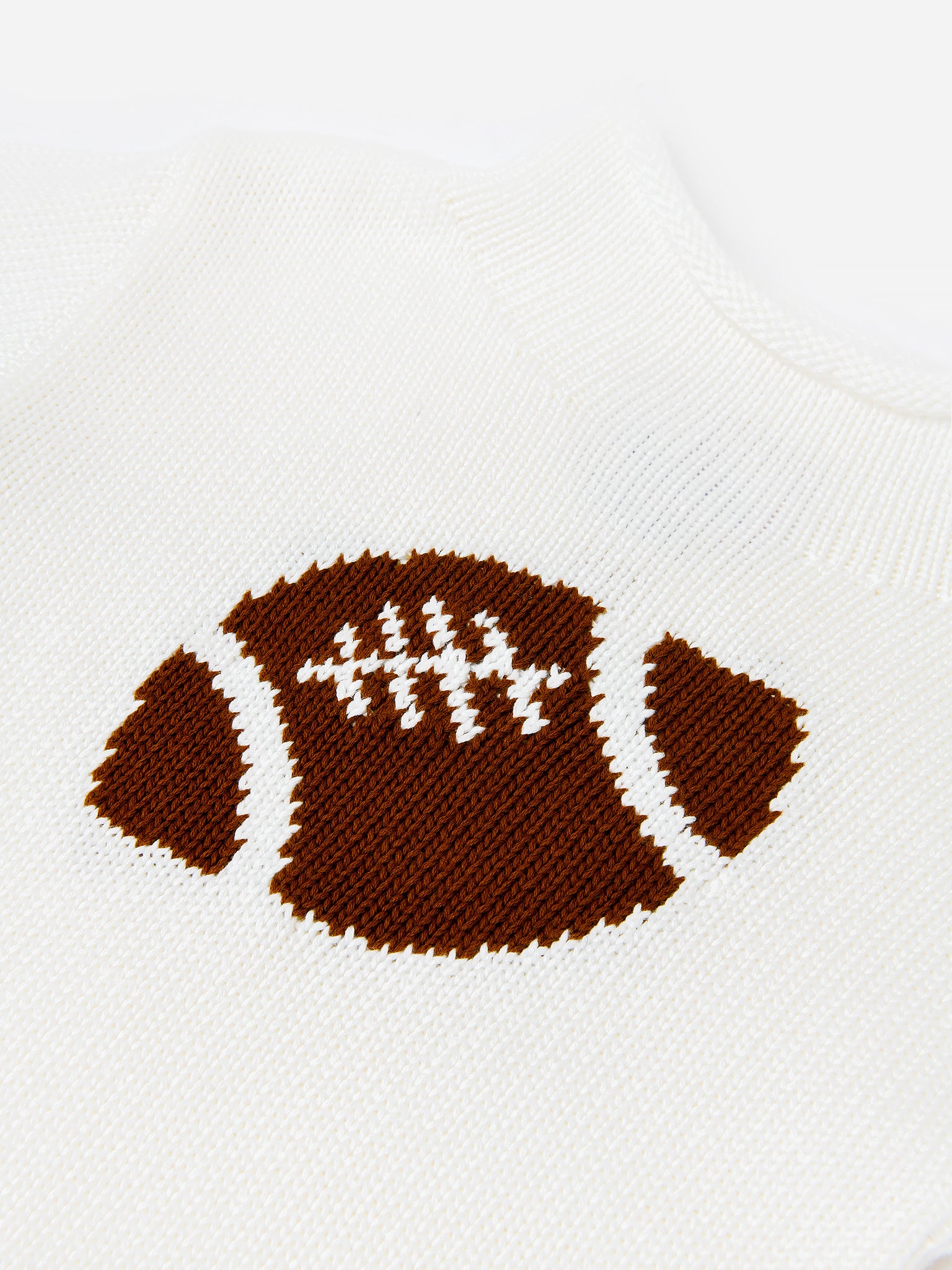 Fraser Roll Neck Football Intarsia Sweater, Cannoli Cream - Classic Prep
