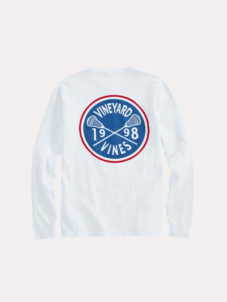 Vineyard Vines Lacrosse Crest Long Sleeve Pocket T-Shirt - Saint Bernard