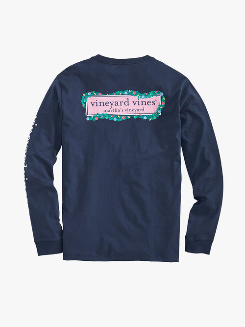 Vineyard Vines Men’s Long Sleeve Garland Logo Box Pocket Tee