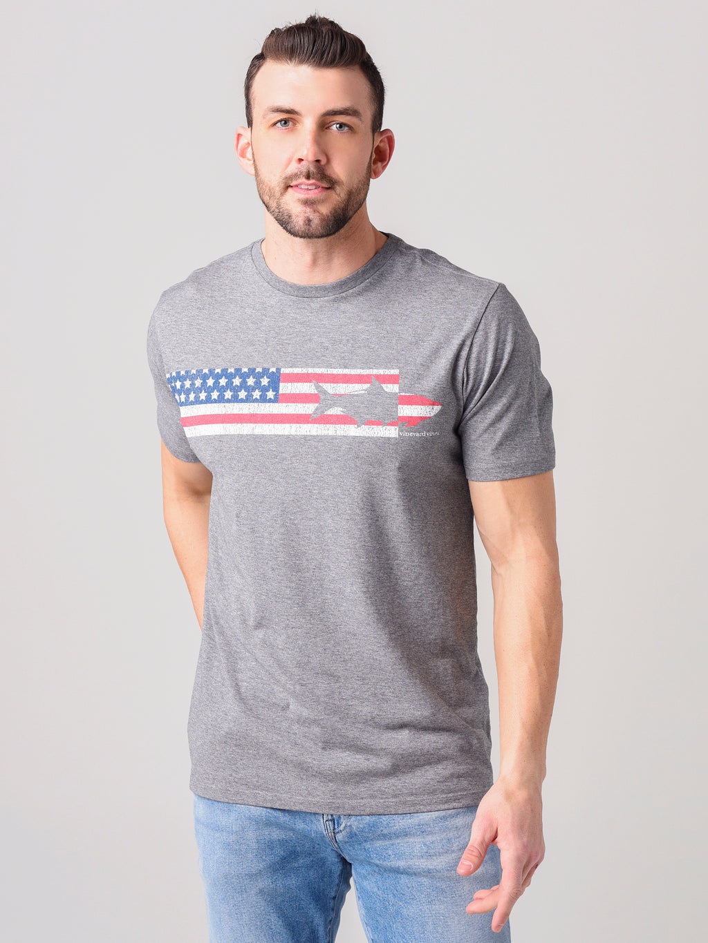 Vineyard Vines Men's Short Sleeve USA Tarpon Chest Stripe Tee - Saint Bernard