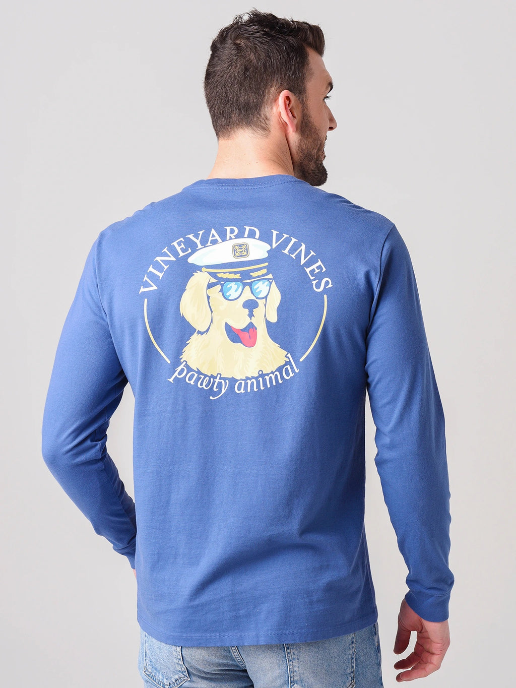 Vineyard Vines Men's Long Sleeve Pawty Animal Pocket Tee - Saint Bernard