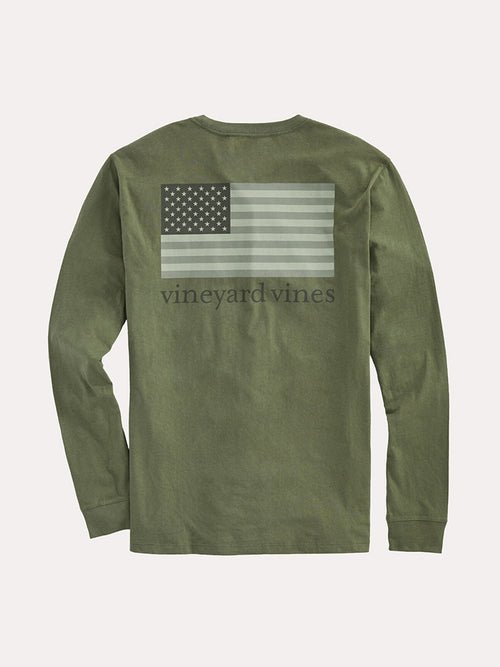 Vineyard Vines Tonal Flag Long Sleeve Pocket T-Shirt